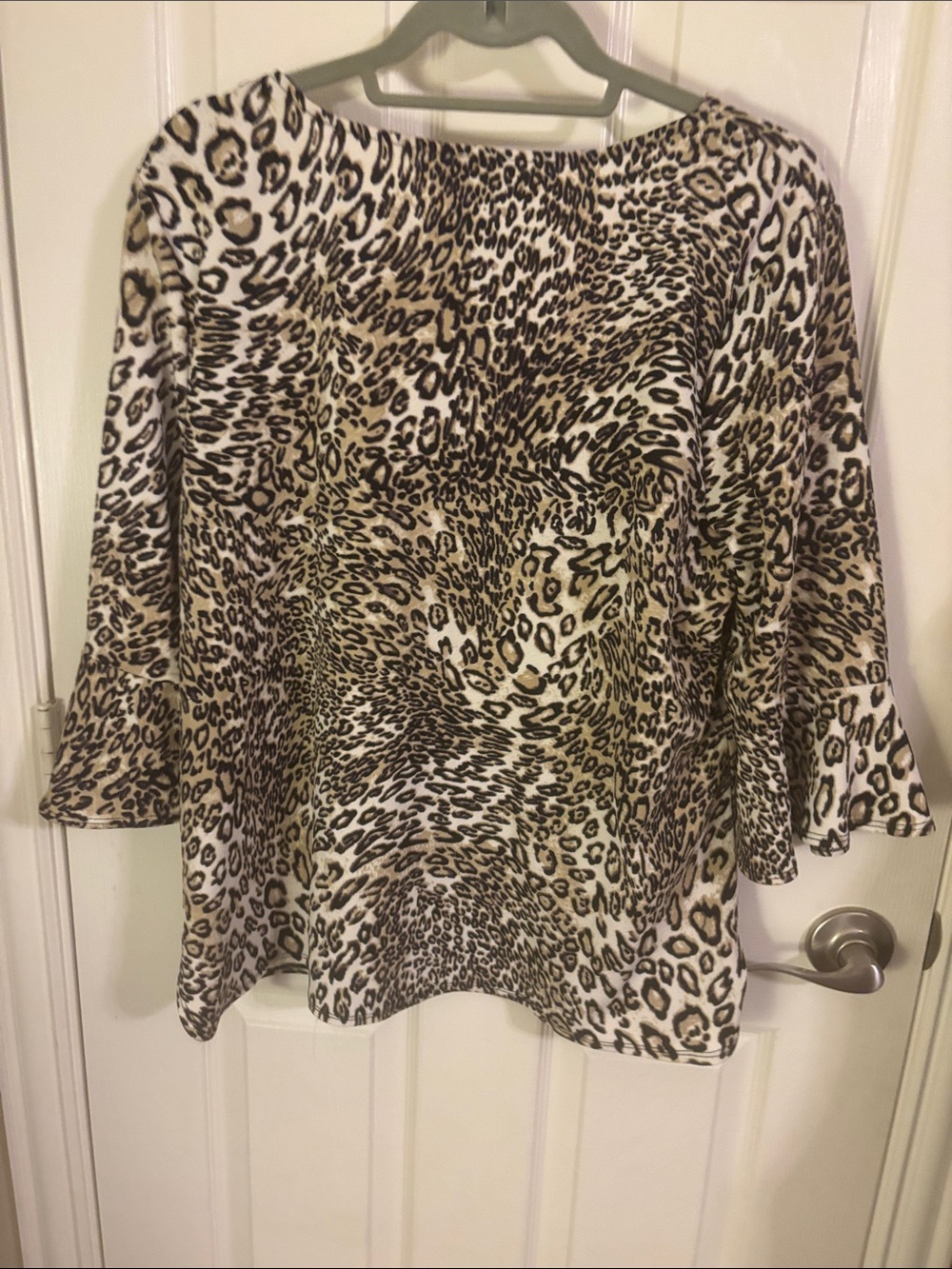 Croft & Barrow Shirt Women's XL 3/4 Sleeve Cheetah Boat Neck Shirt Top - Picture 2 of 7